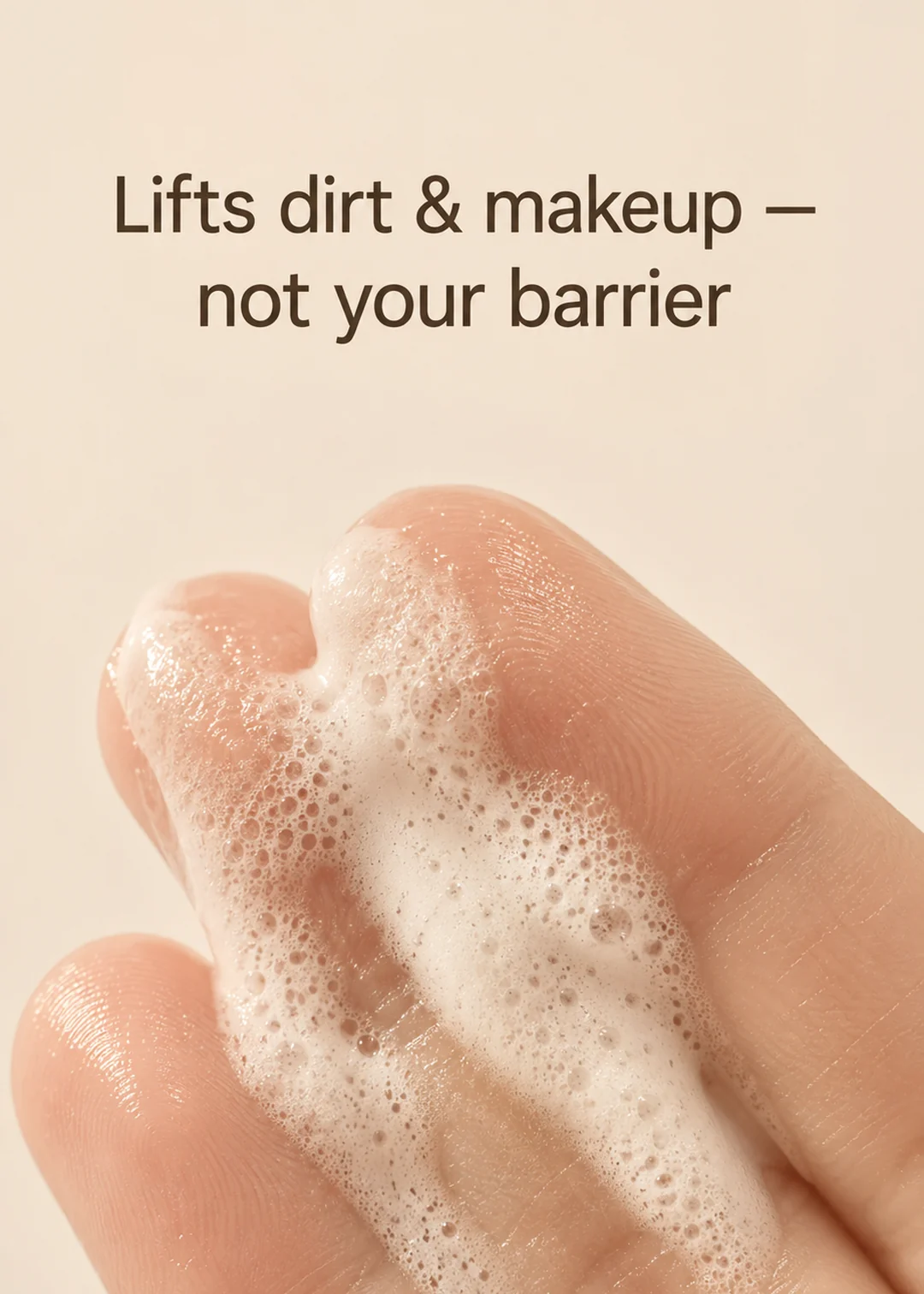 Silky tallow cleanser texture that melts makeup and sunscreen