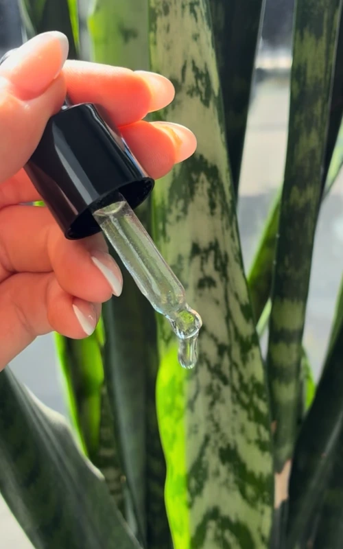 The Reviana Serum light gel on the dropper