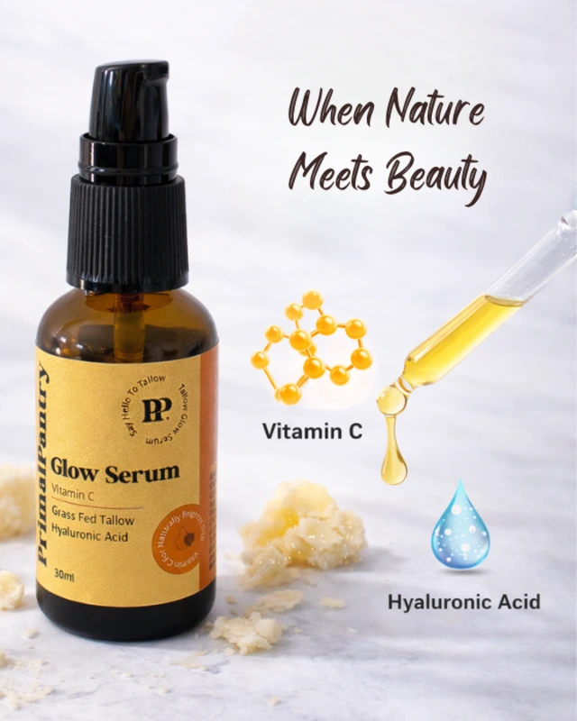 Tallow Serum NZ - brightening anti-aging serum with Vitamin C and Hyaluronic Acid