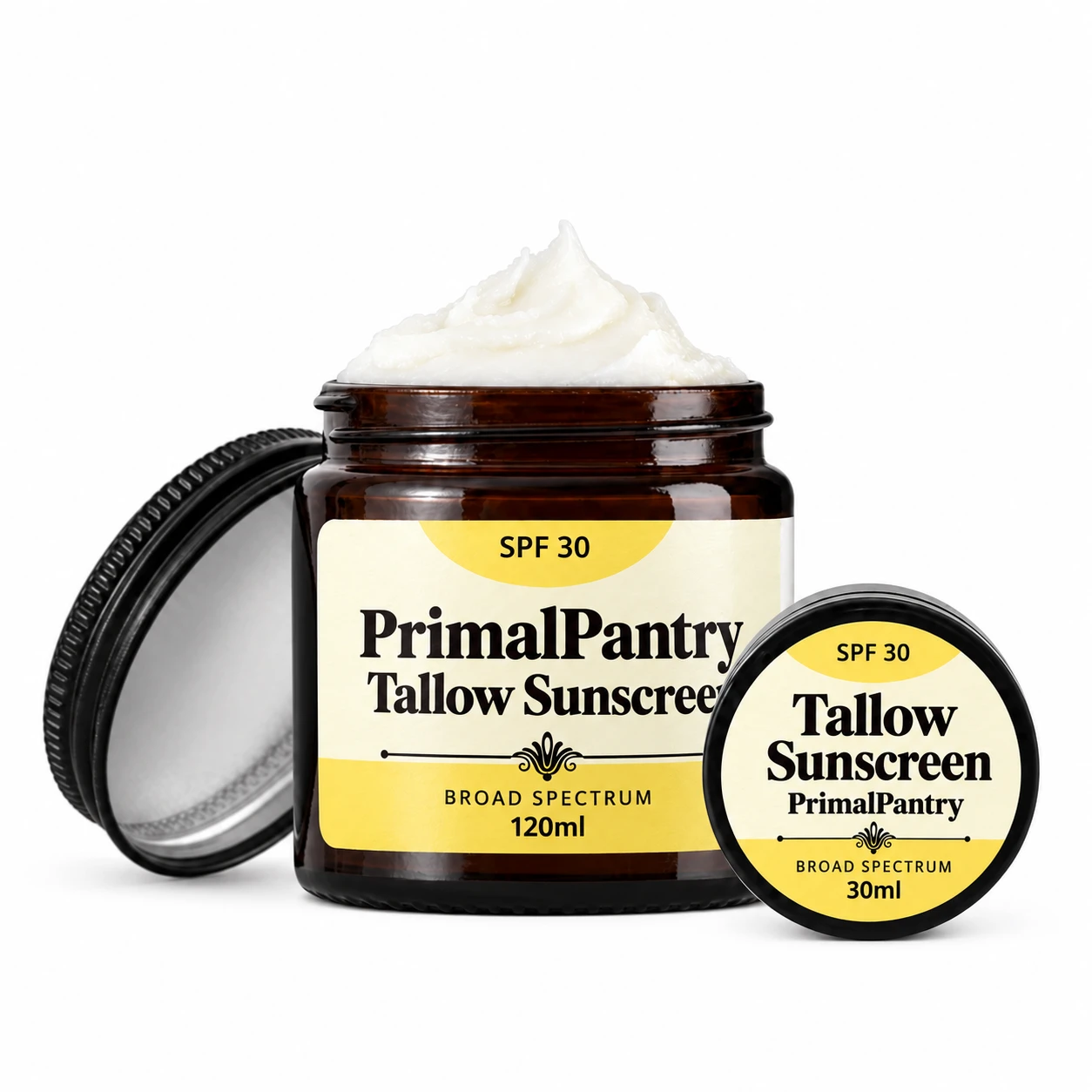 Tallow Sunscreen 120ml jar and 30ml travel tub