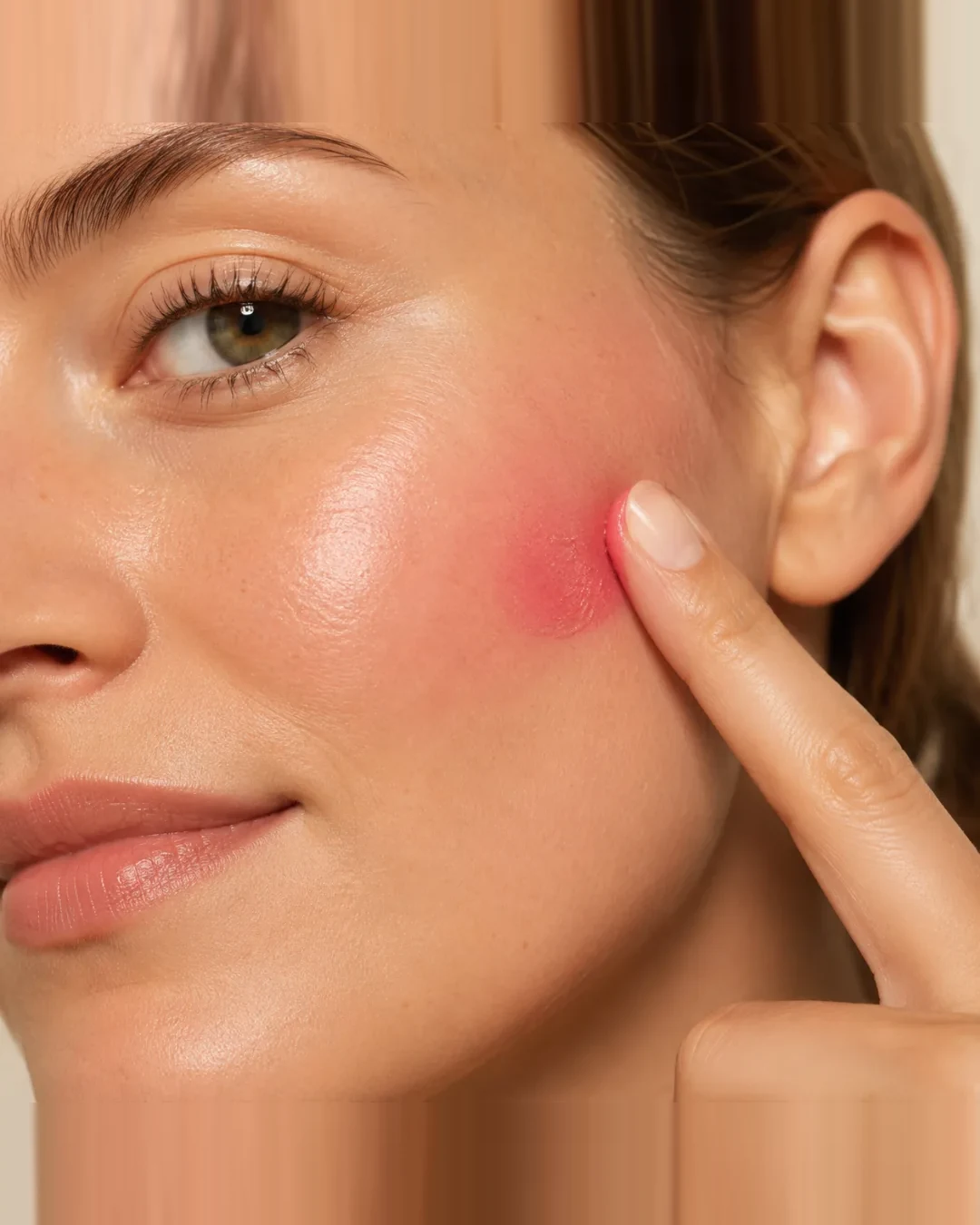 Blending the tallow tint onto the cheek
